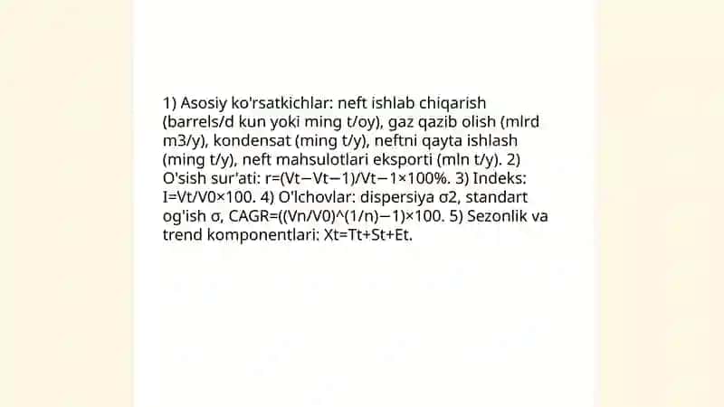 O'zbekiston bo'yicha asosiy sanoat mahsulotlari ishlab chiqarishni statistik ma'lumotlar asosida tahlil qilish 4