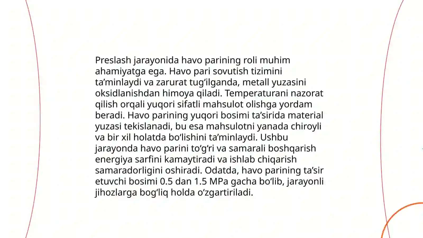 Havo pari yordamida preslash uchun jihozni tanlash va uni ishlash jarayonini yoritish 4
