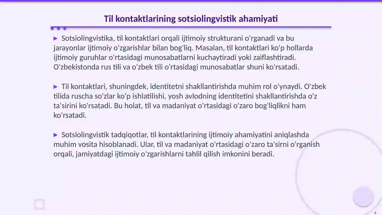 Til kontaktlari sotsiolingvistikaning bosh masalasi sifatida 4