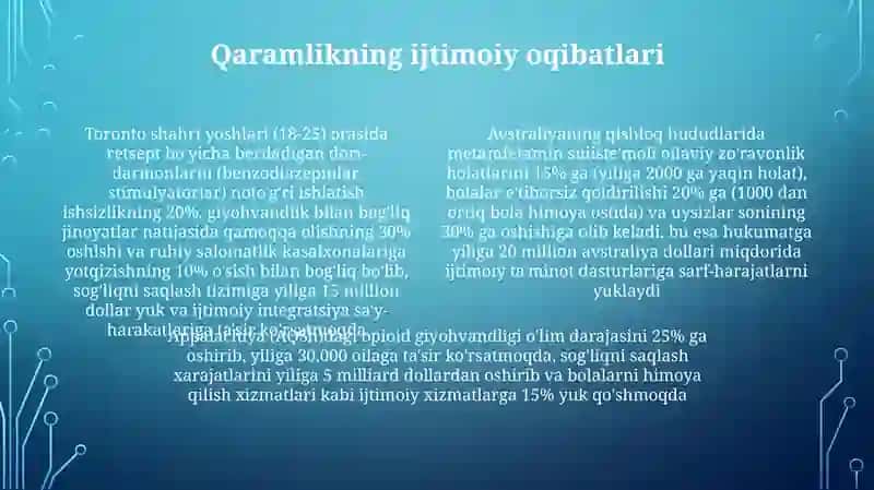 Narkomaniya va uning asoratlari. Ftopreparatlar va uning qòllanilushi 4