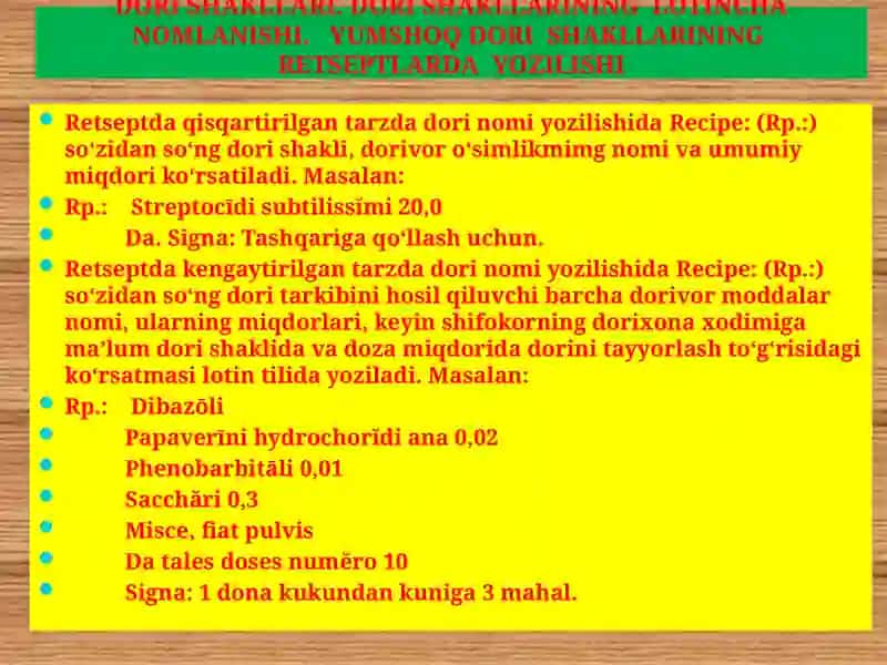 Dori Shakllari DORI SHAKLLARINING LOTINCHA NOMLANISHI.  QATTIQ VA YUMSHOQ DORI SHAKLLARINING  RETS 4