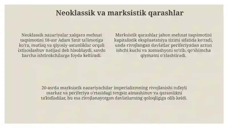 Xalqaro mehnat taqsimoti rivojiga oid taʼlimotlarning XX asrdagi xususiyatlari 4