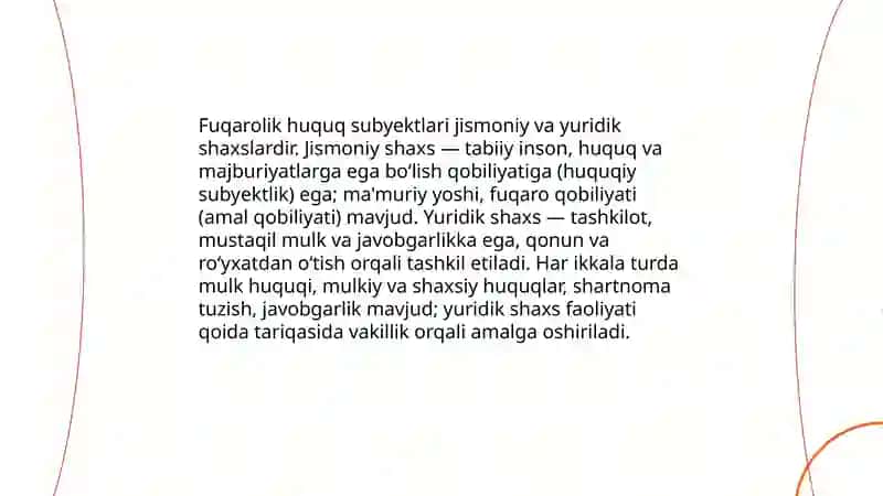 Fuqarolik huquqiy munosabatlar 4