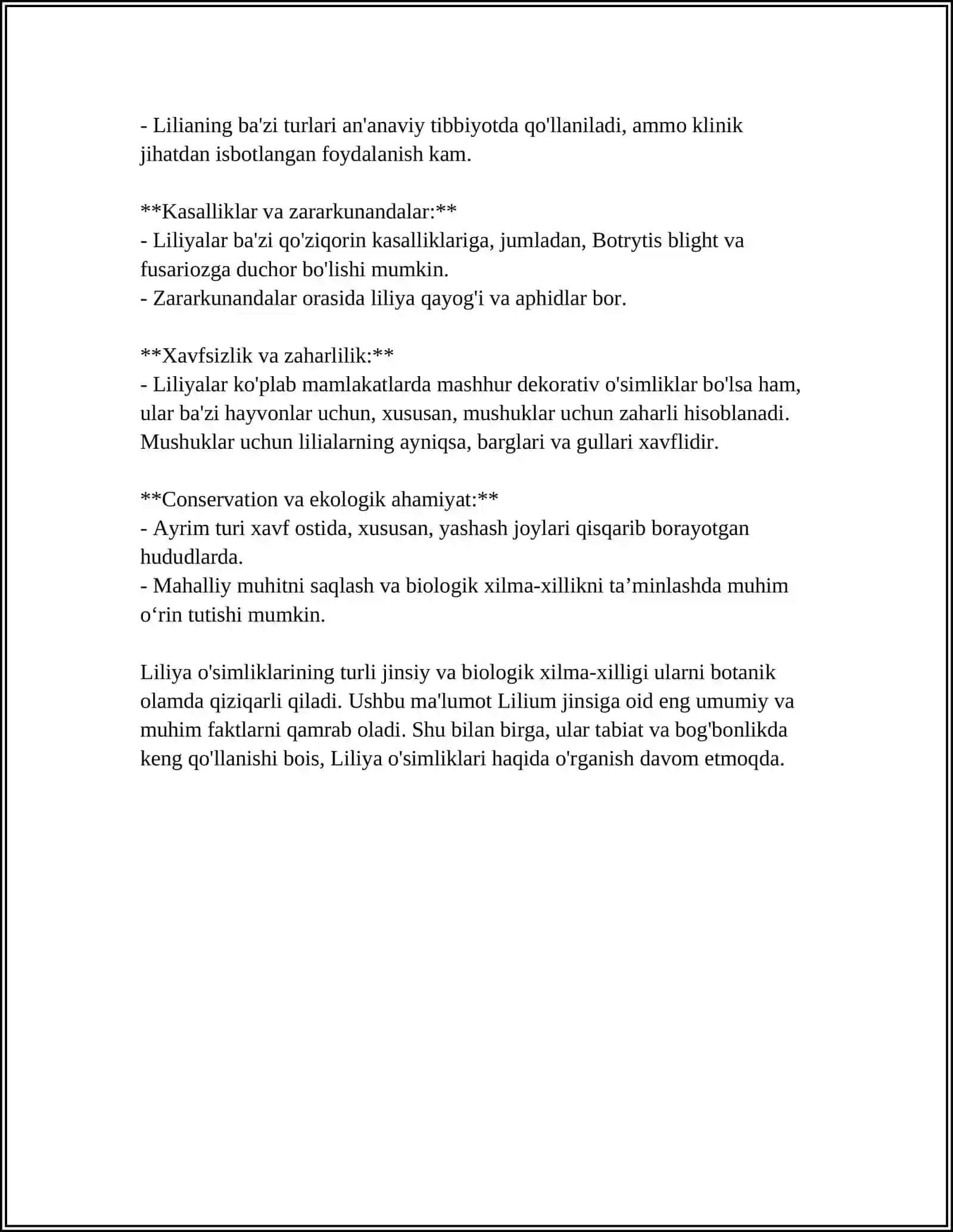 LILIYA OʻSIMLIGI HAQIDA UMUMIY MA'LUMOT 4