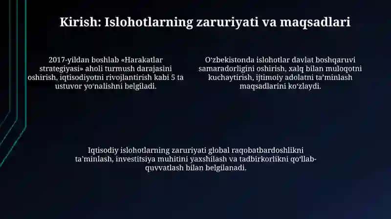 O'zbekistonda ijtimoiy islohotlarning yangi bosqichga ko'tarilishi 4