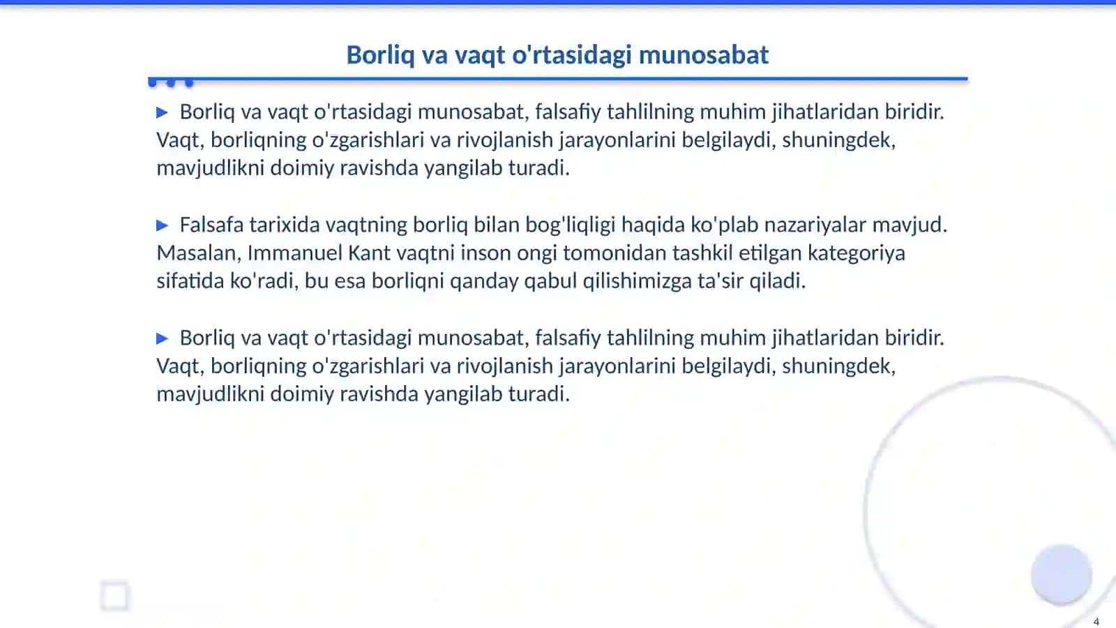 Borliq(ontologiya) va rivojlanish falsafasi 4