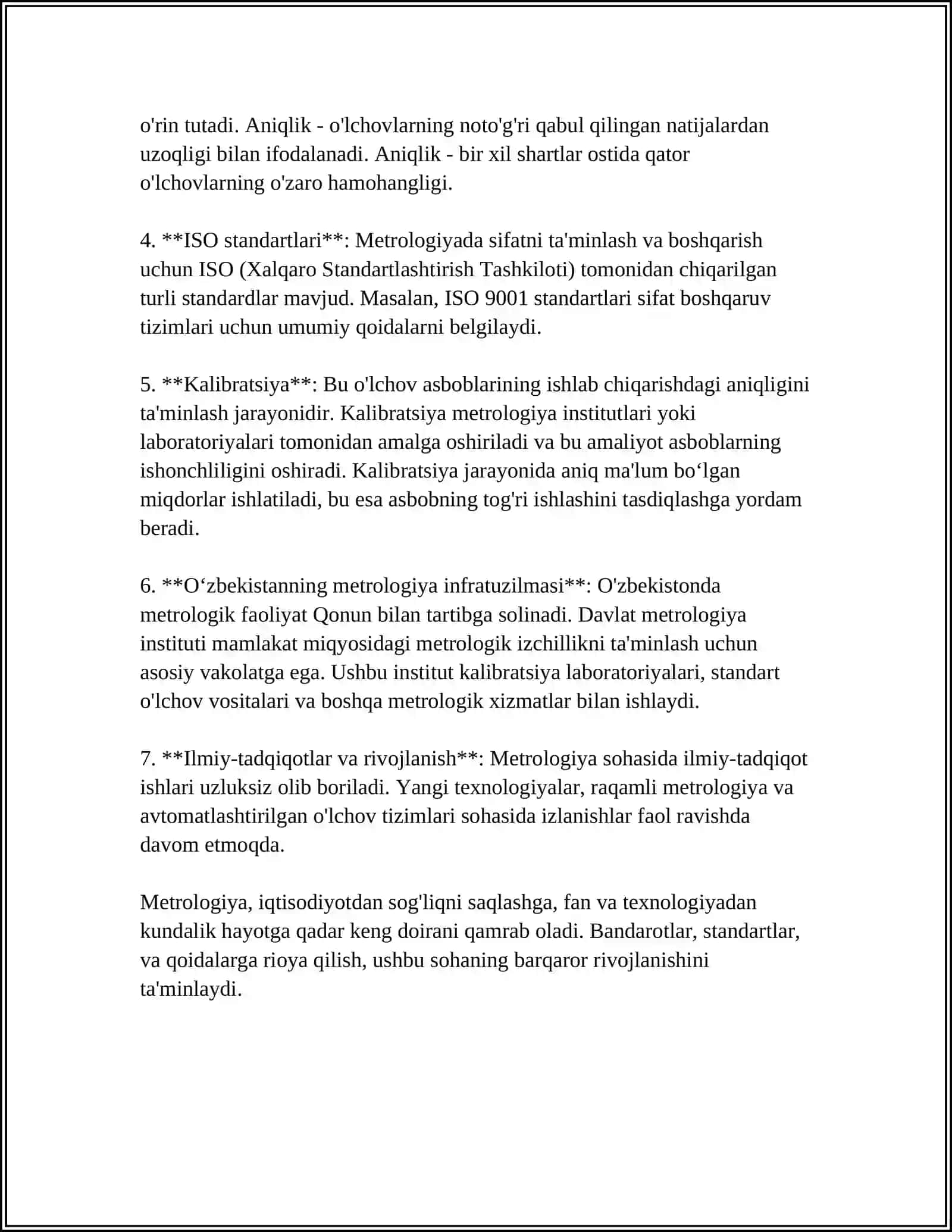 METROLOGIYADAGI ASOSIY TUSHUNCHALAR VA TA'RIFLARNI O'RGANISH 4