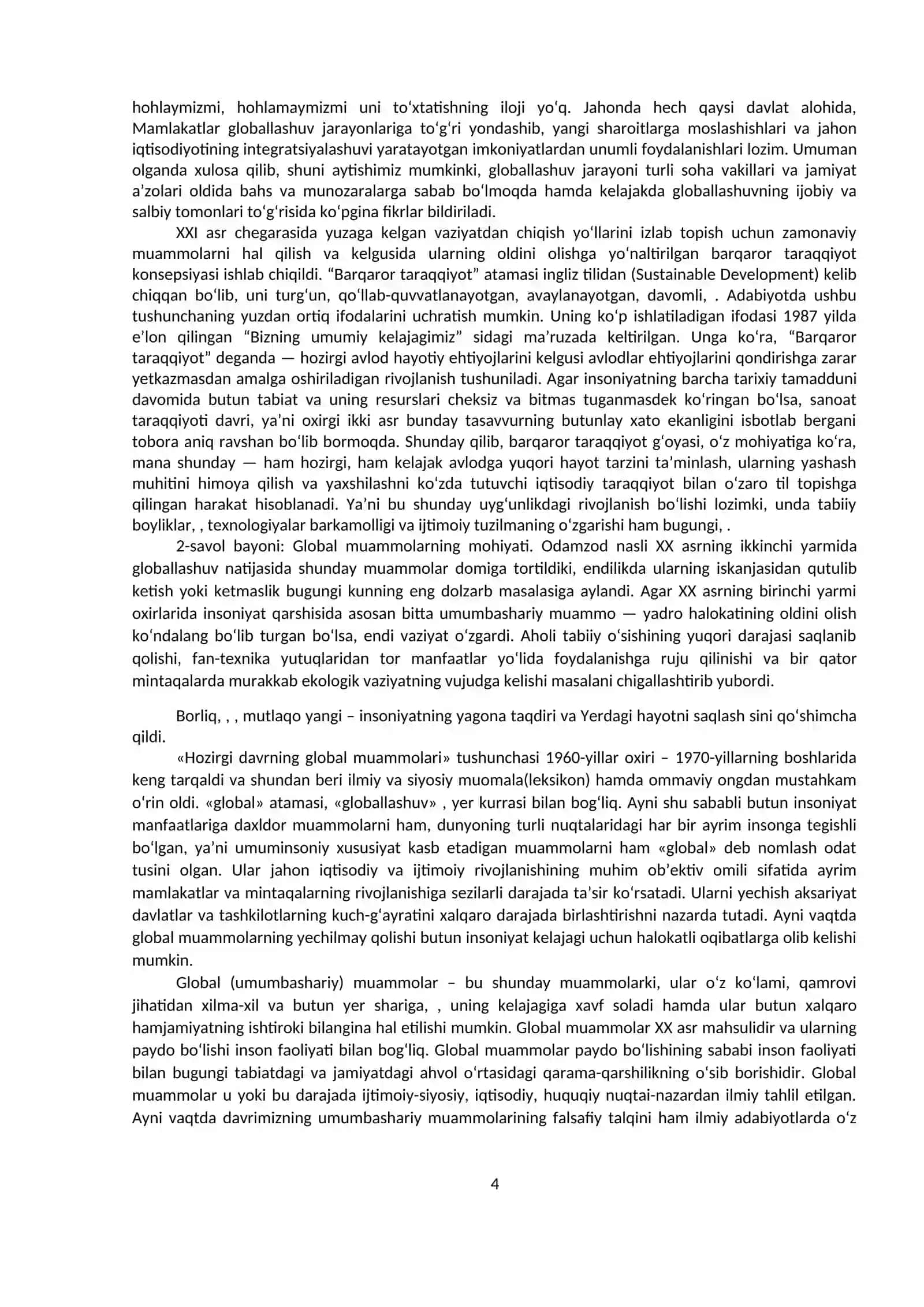 Global jarayonlar va barqaror taraqqiyot falsafasi 4