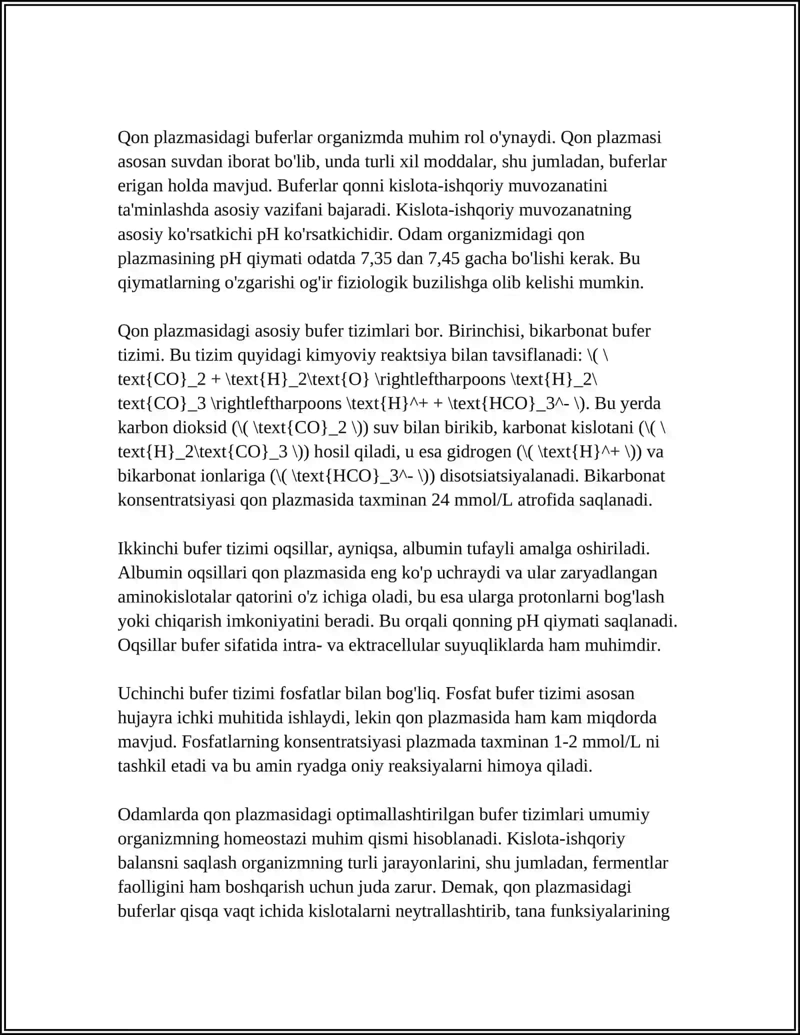 BUFER SISTEMASI. ORGANIZMDAGI BUFER SISTEMASI 4