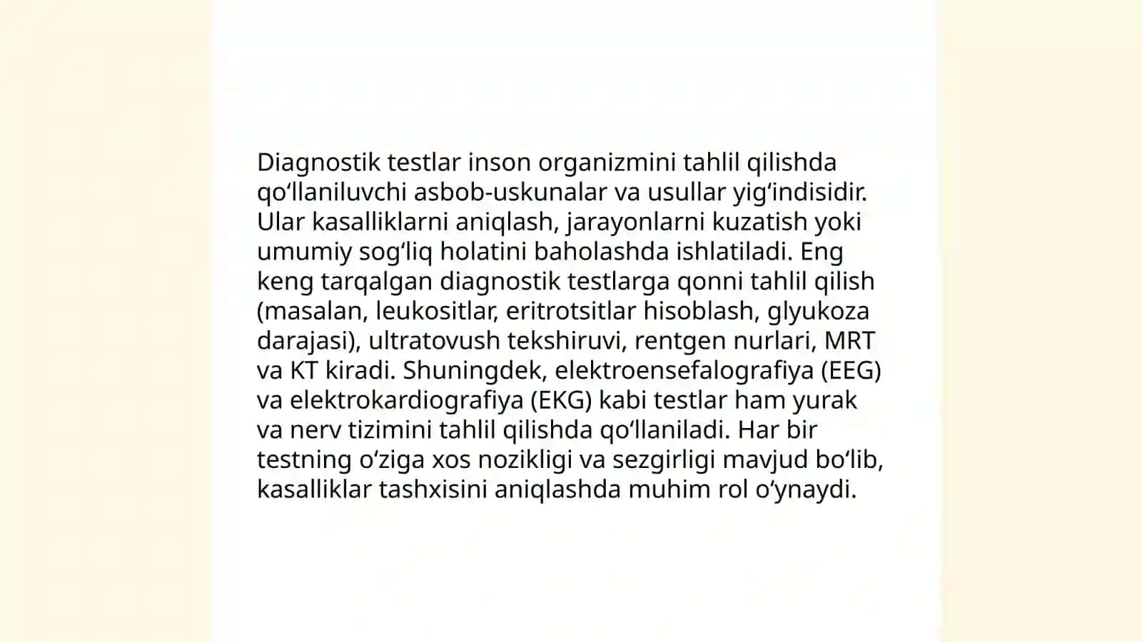 Test, testlarning turlari bòyicha tavsiyalar tayyorlash 4
