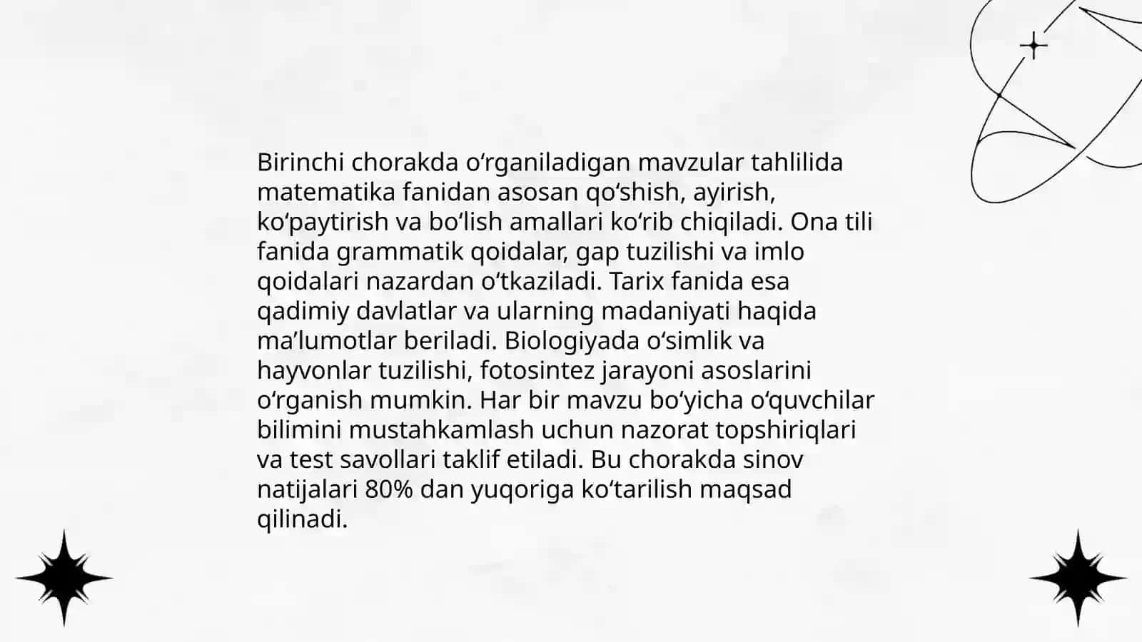 Uchinchi sinif matematika dasturlari va materallarning choraklar bo'yicha joylashuvi umumiy tahlili 4