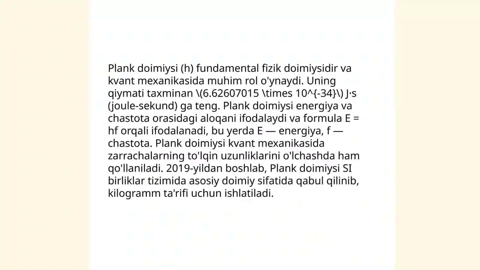 Plank doimiyligi va noaniqlik ifodasi 4
