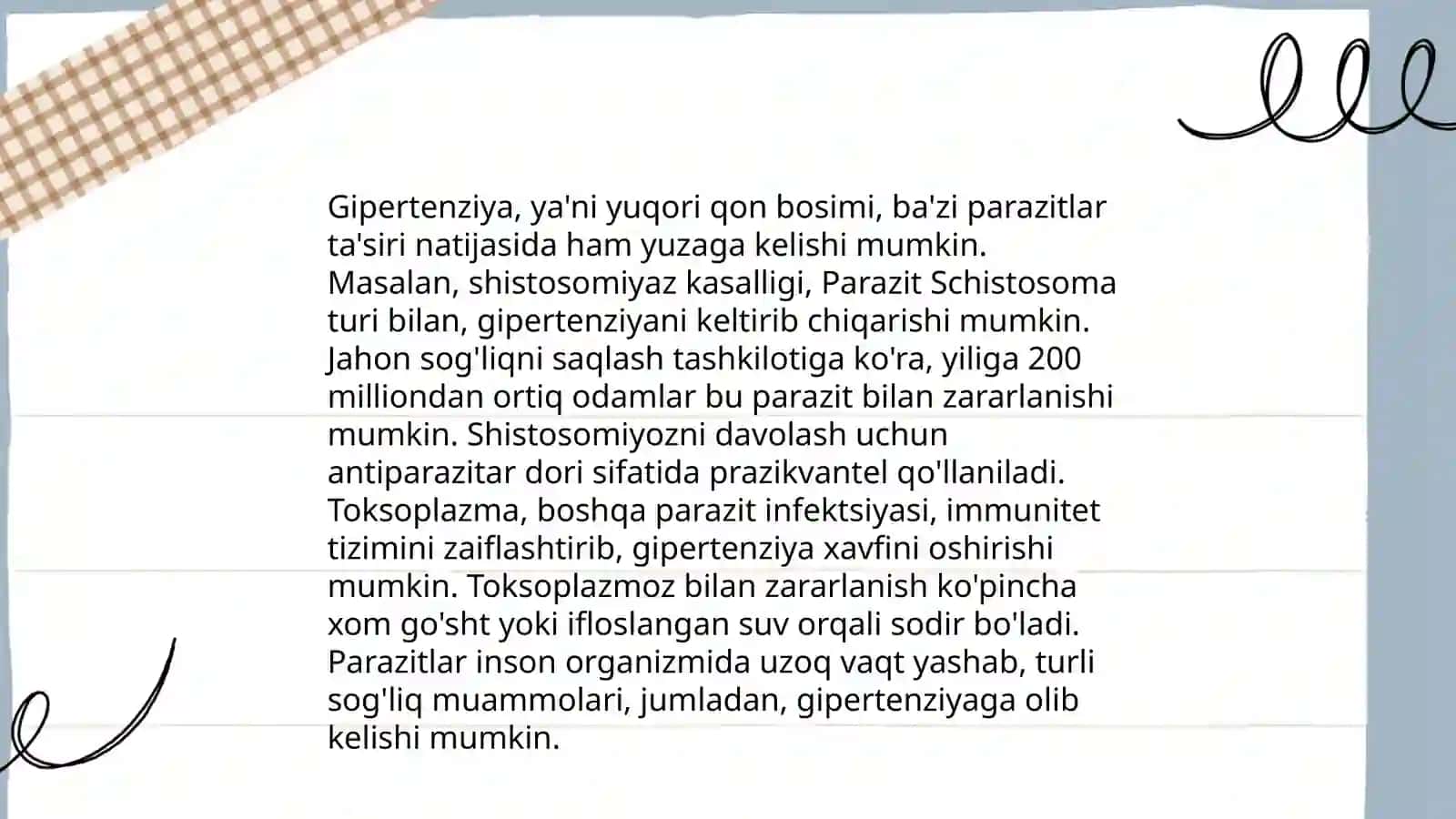 Inson organizmida parazitlar va ularning kelib chiqishi, oldini olish 4