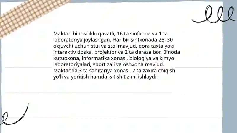 Mening maktabim haqida umumiy ma'lumot 4