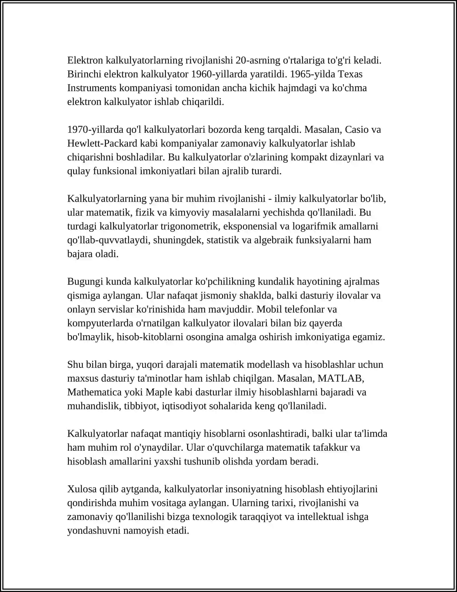 MUSTAQIL ISH Mavzu: O'LCHASH VOSITALARI VA QURILMALARI 4
