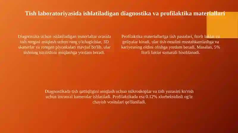 Tish laboratoriya texnikasi va klinikada qo'llaniladigan yordamchi materiallar 4