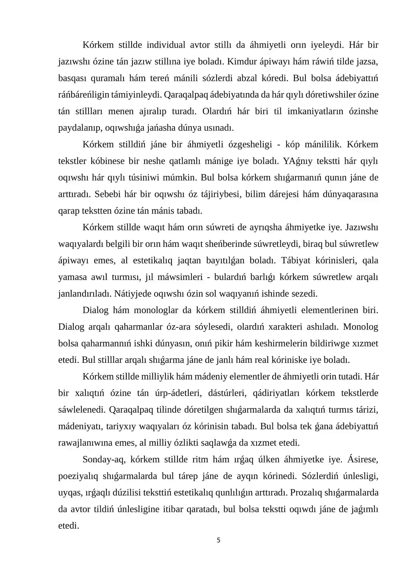 Kόrkem, publicistikalıq stillerde tekst jaratıw 4