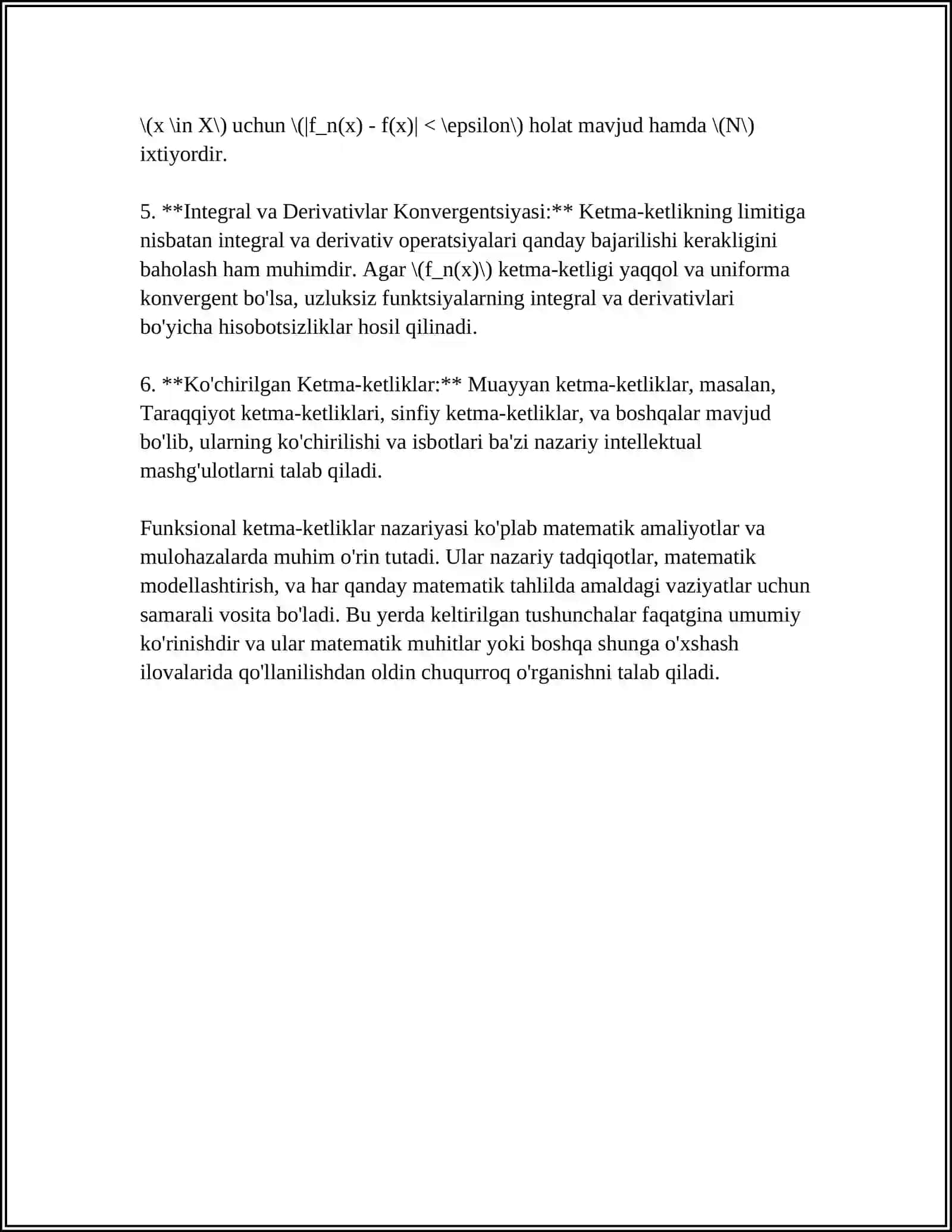 FUNKSIONAL KETMA KETLIKLAR VA QATORLAR MAVZUSIDA REFERAT PDF SHAKLI 4