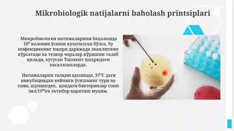 Mikrobiologik natijalarni baholash prinsipi 4