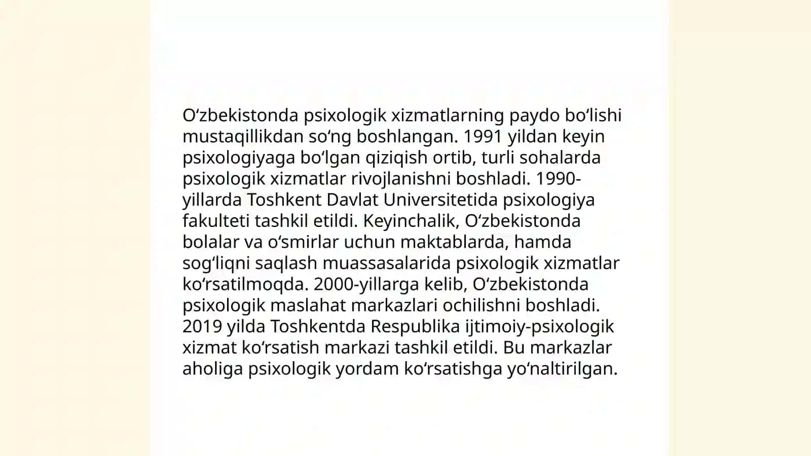 Psixologik xizmatni tashkil etish tarixi. Psixologik xizmat faoliyatining yonalishlari 4