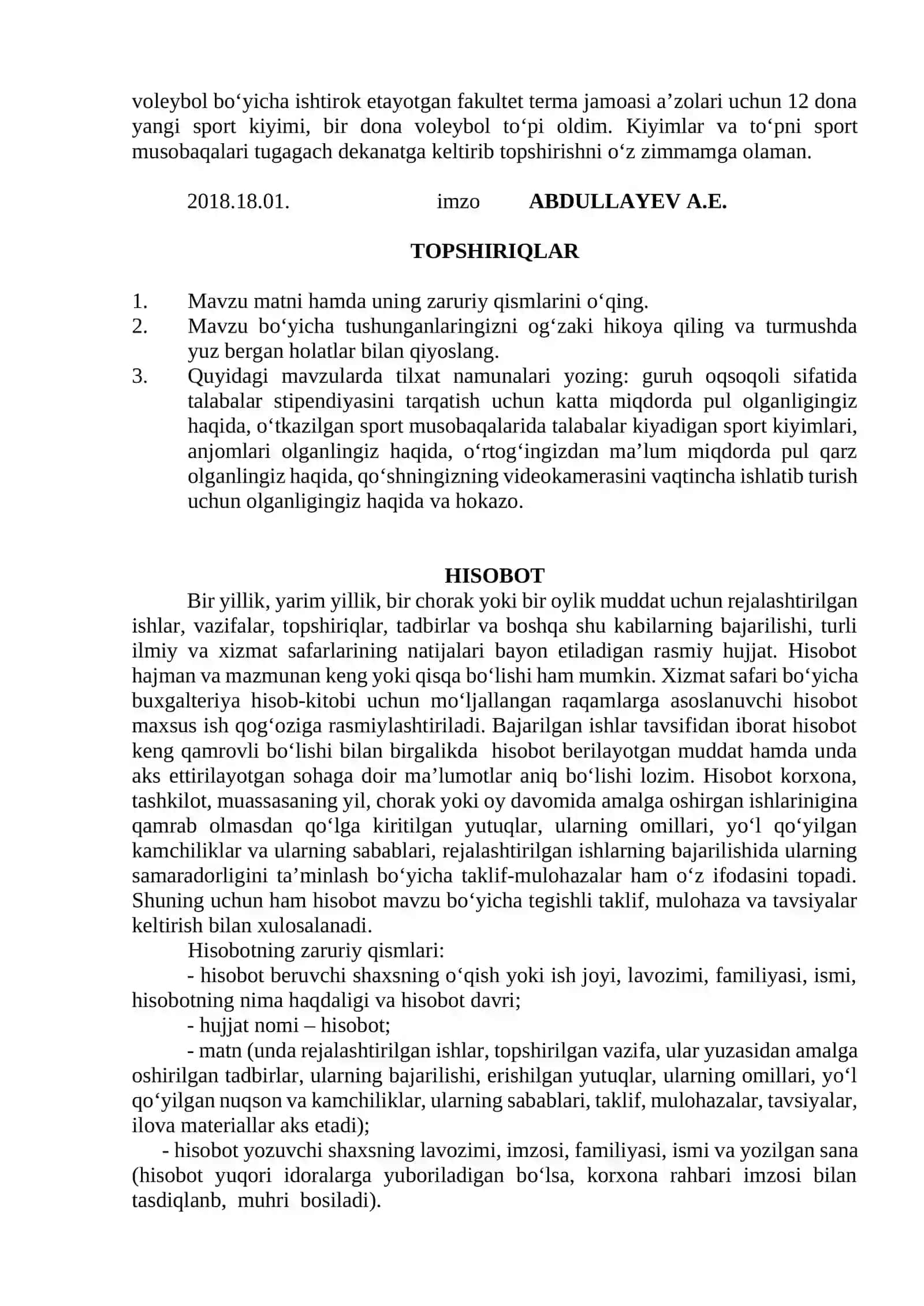 ISHONCHNOMA, TILXAT VA TUSHUNTIRISH XATI MATNI USTIDA ISHLASH VA SHAKLLANTIRISH 4