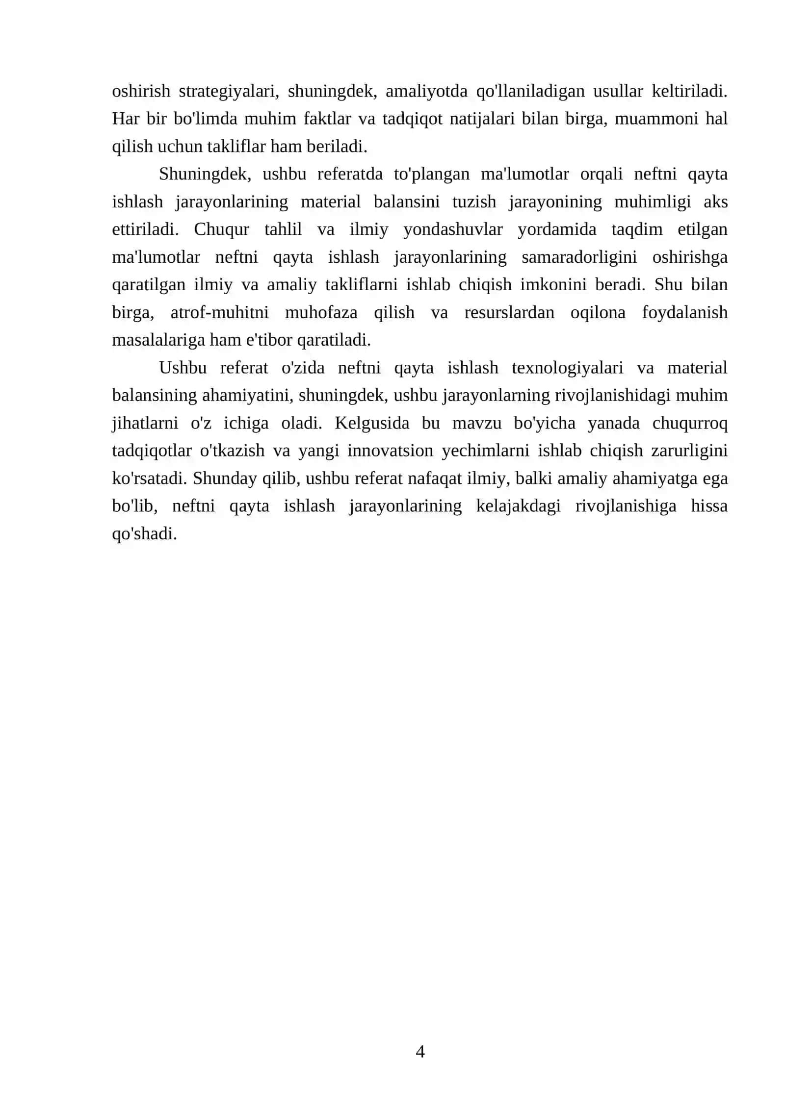 Neftni qayta ishlash texnologiyasi jarayonlarining material balansini tuzish 4