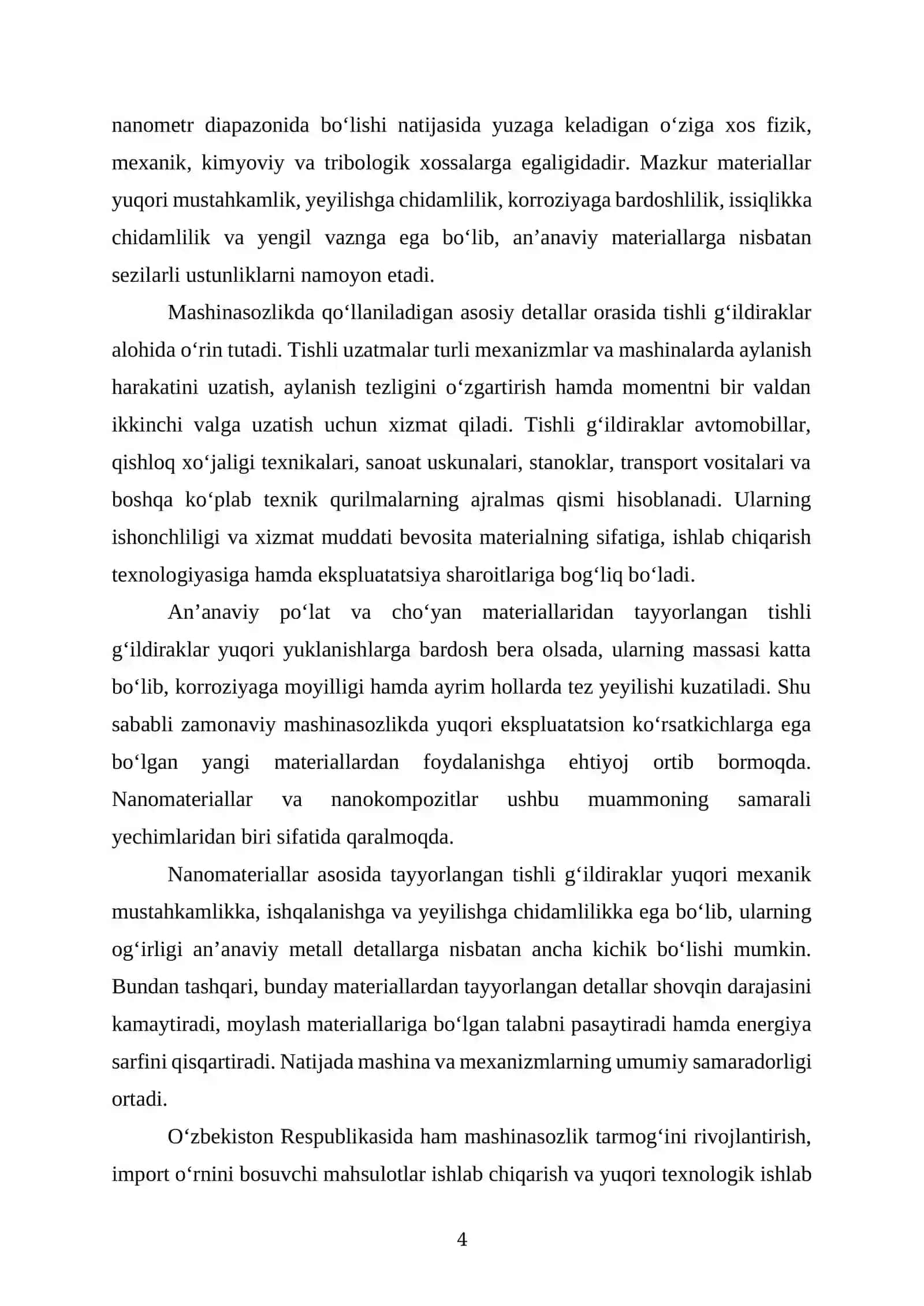 Nanomateriallardan mashinasozlikda turli detallar olish texnologiyasini ishlab chiqish. Tishli g'ild 4