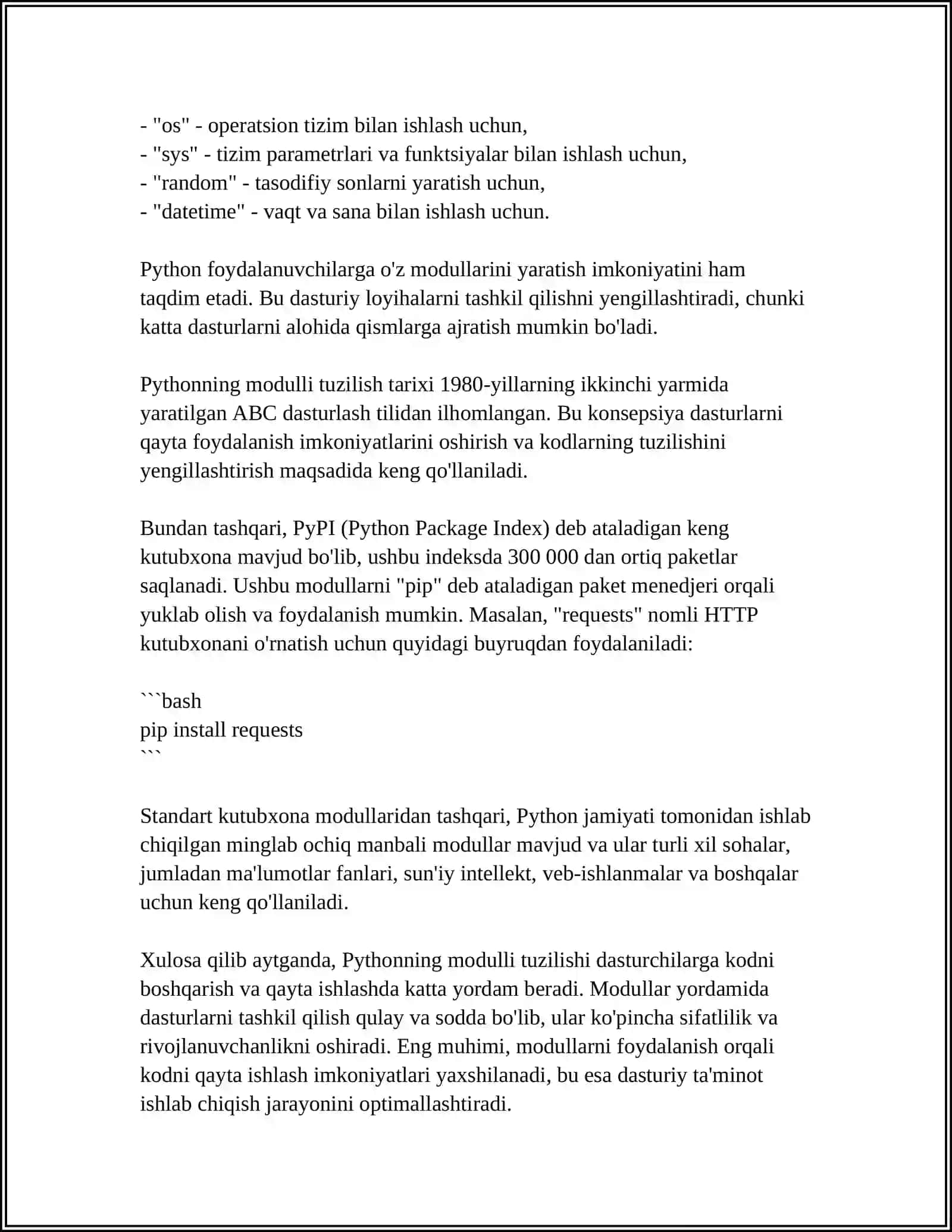 PYTHON DASTURLASH TILI, C# VA BOSHQA TILLARDA(PASCAL,C++)MODULLI DASTURLASHDA ULARNING FARQI 4