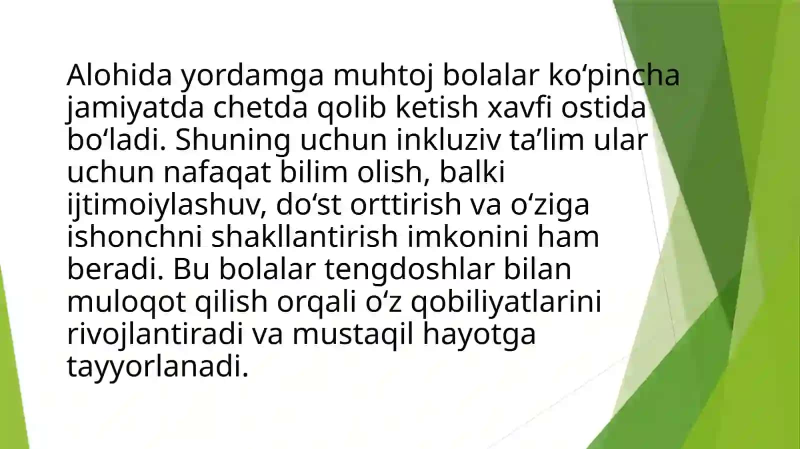 Alohida yordamga muhtoj bolani samarali inklyuziyasi uchun tashqi sharoitlar 4