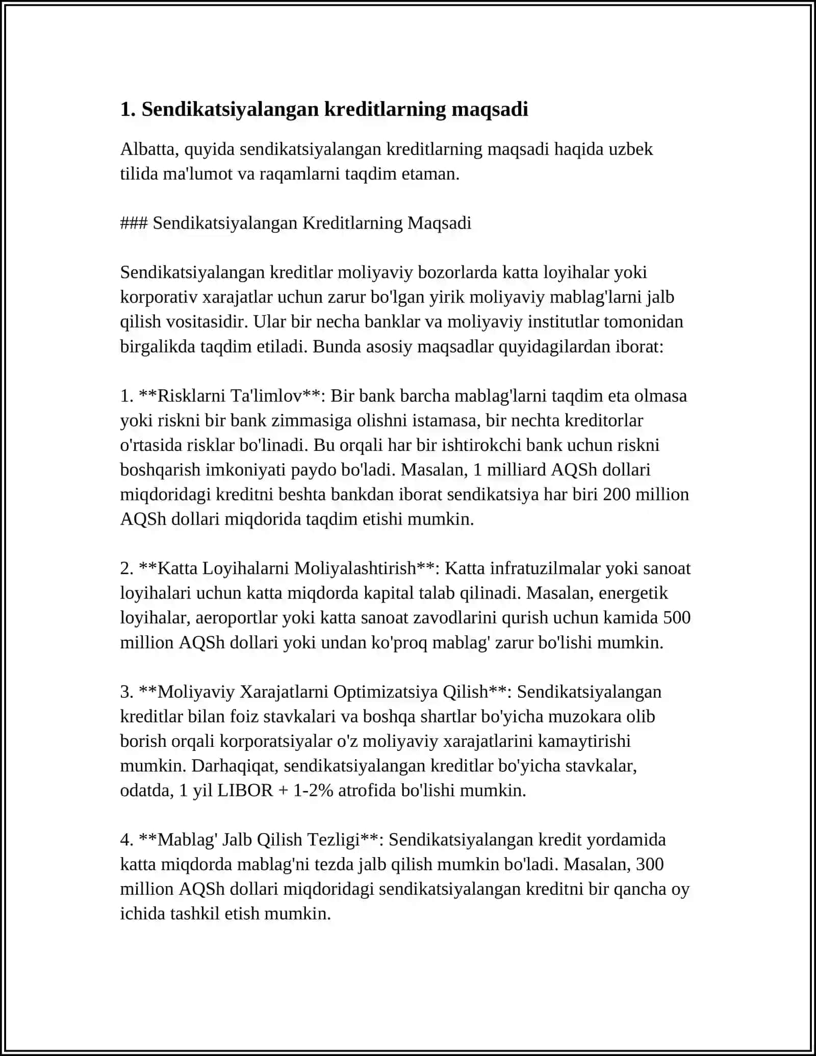 TIJORAT BANKLARI TOMONIDAN AJRATILGAN SENDIKATSIYALANGANKREDITLAR 4