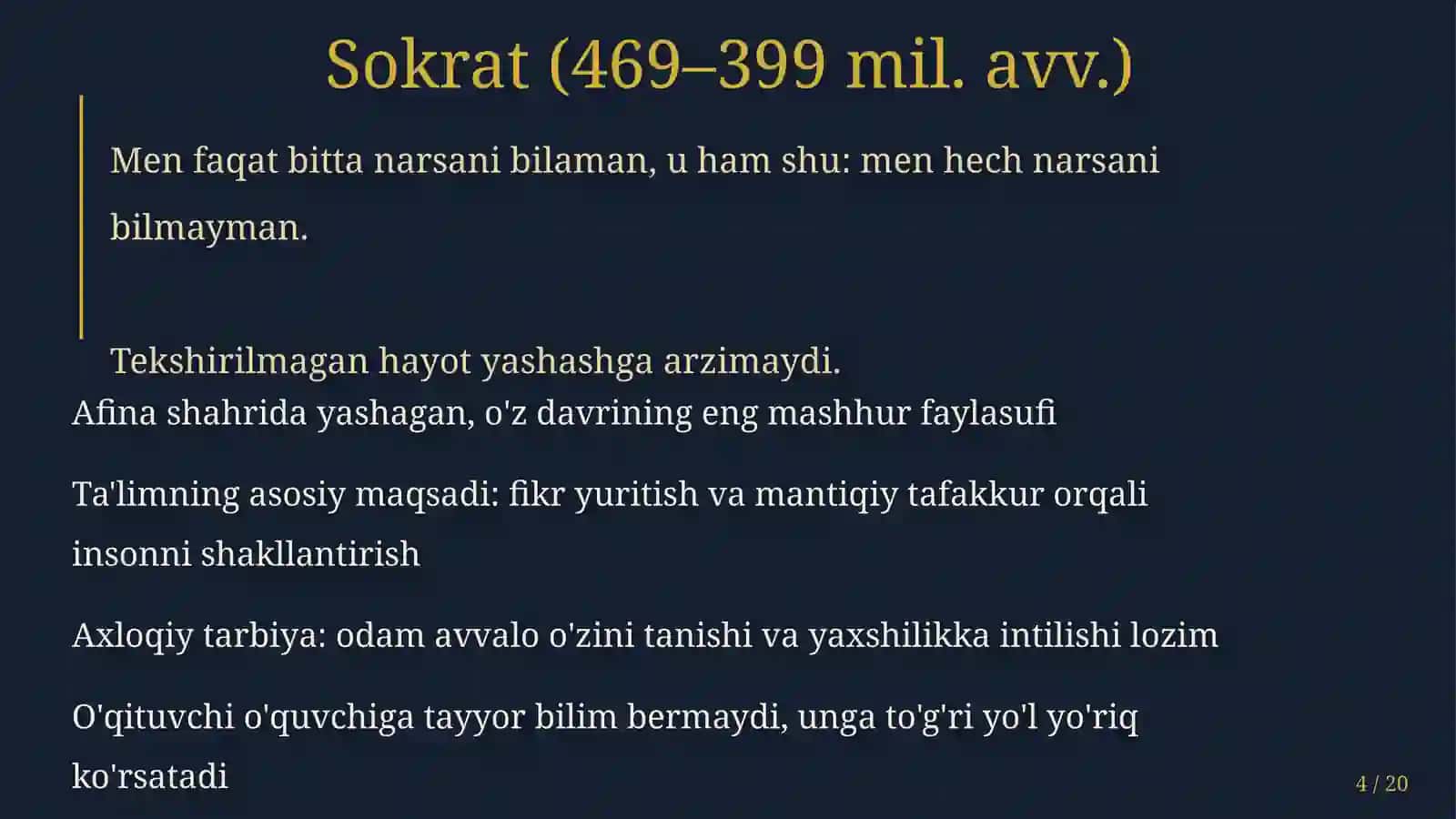 Qadimgi yunon faylasuflarining taʼlim-tarbiya haqidagi fikrlari 4