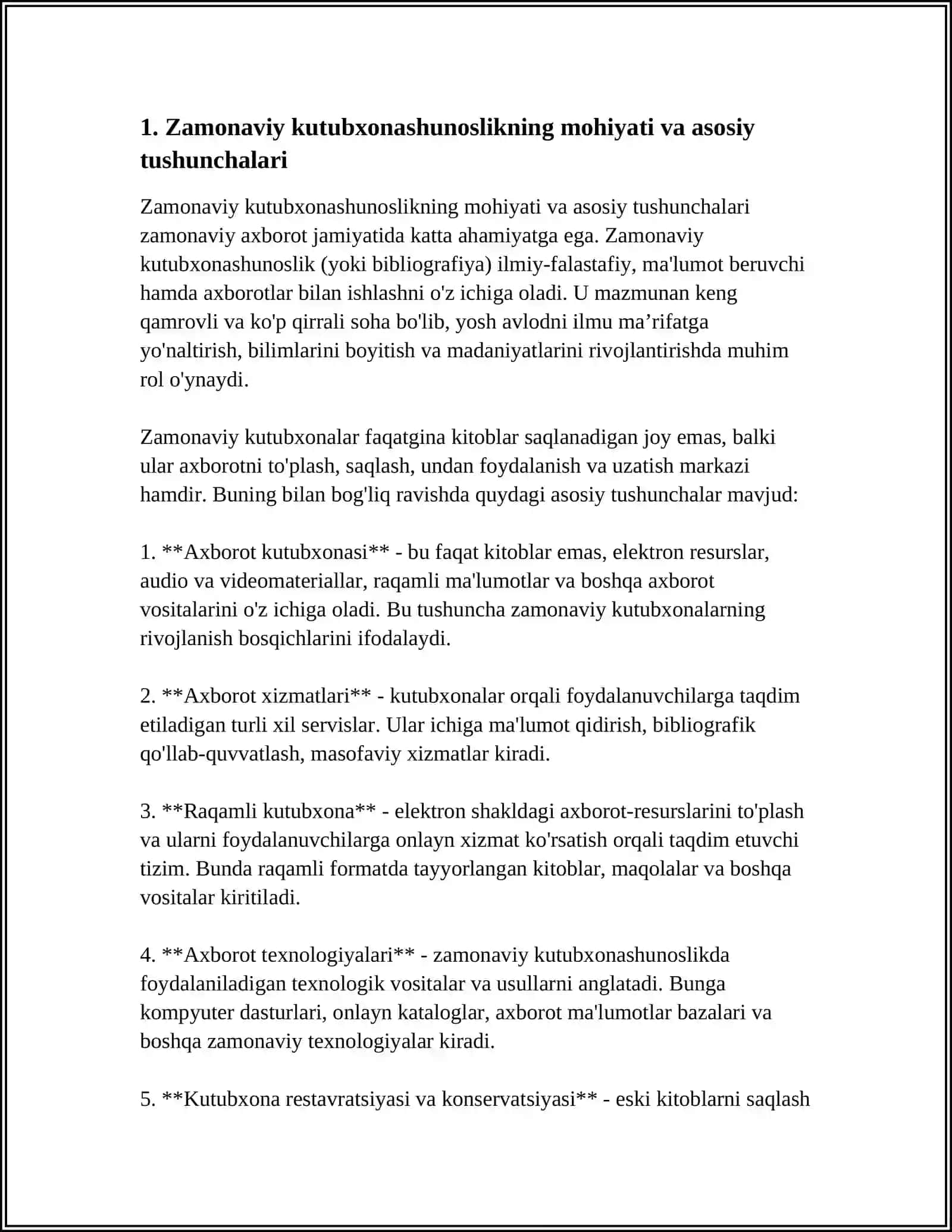 ZAMONAVIY KUTUBXONASHUNOSLIKNING MOHIYATI, VAZIFALARI VA TUZILISHI 4