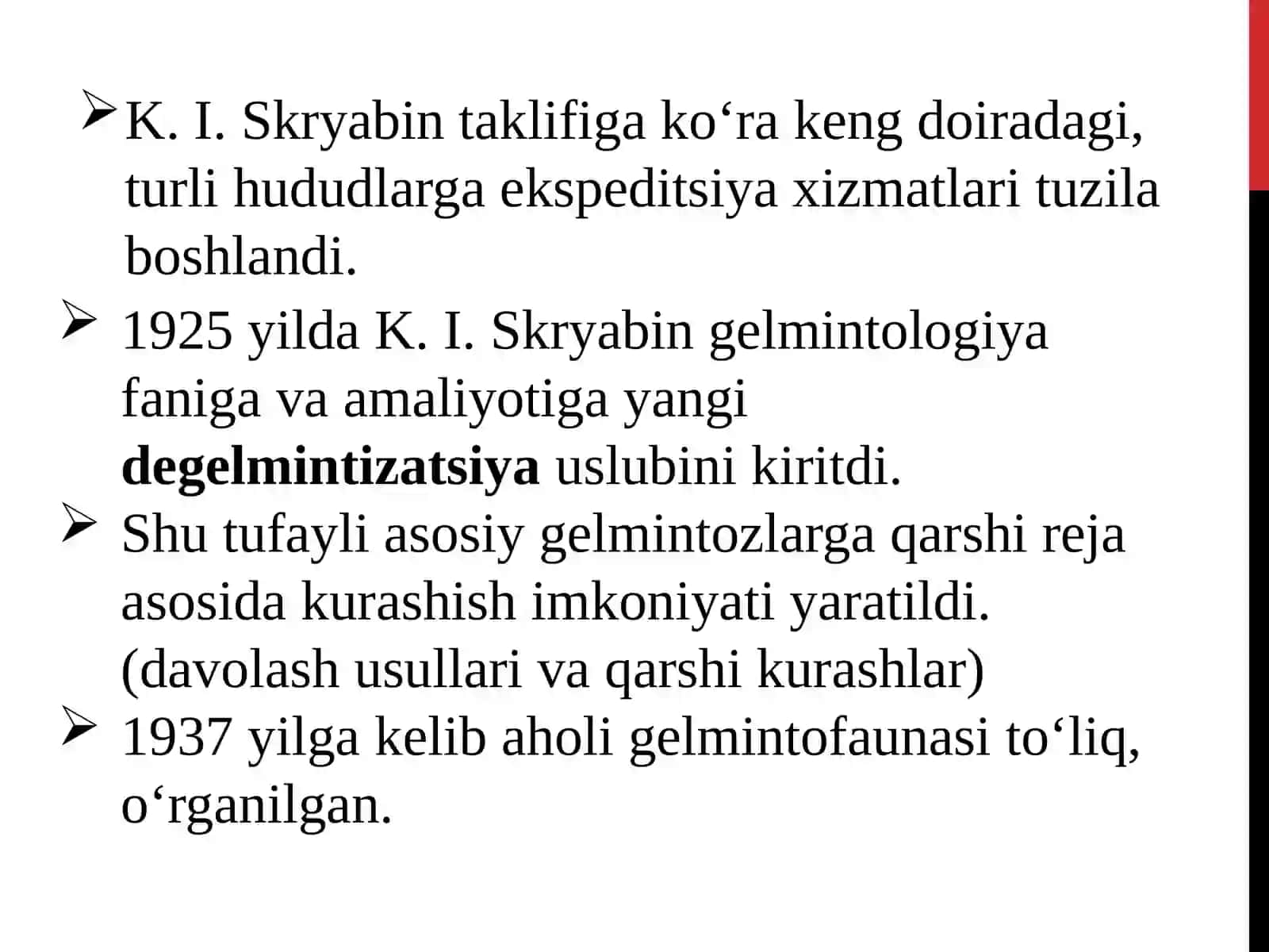 TIBBIYOT GELMINTOLOGIYASI. TIBBIYOT ARAXNOENTOMOLOGIYASI 4