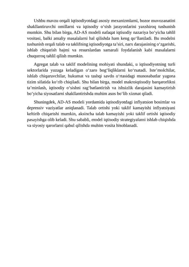 Mikroiqtisodiyotda agregat talab va taklif modeli 4