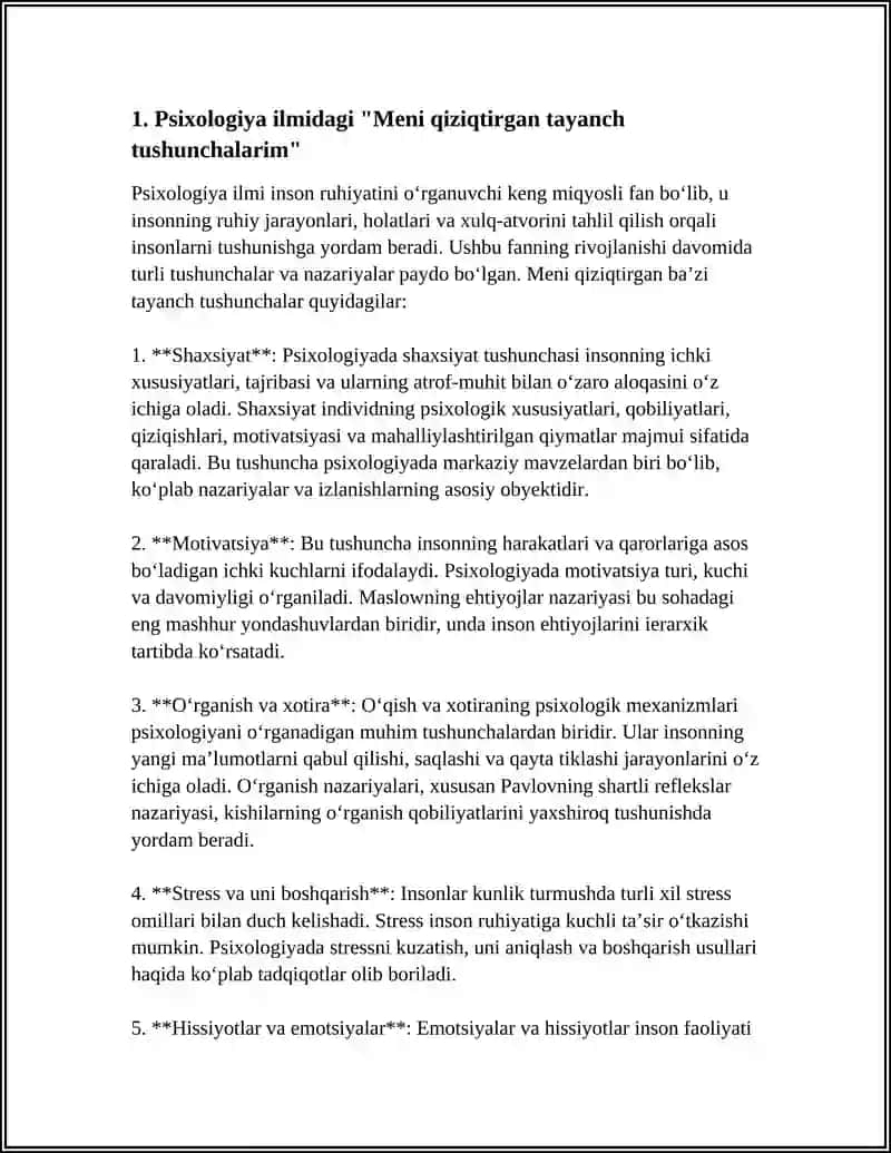Psixologiya ilmidagi "Meni qiziqtirgan tayanch tushunchalarim" 4