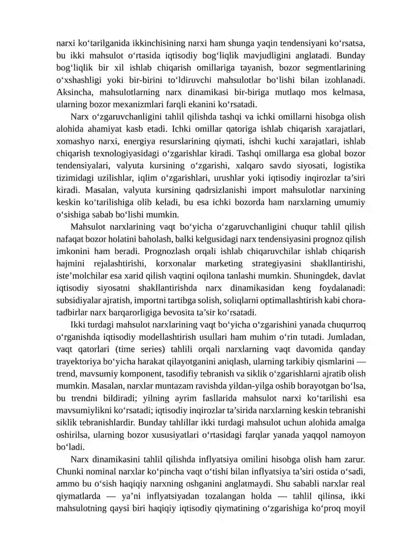 Ikki turdagi maxsulot narxlardagi o’zgaruvchanlikni taqoslash 4