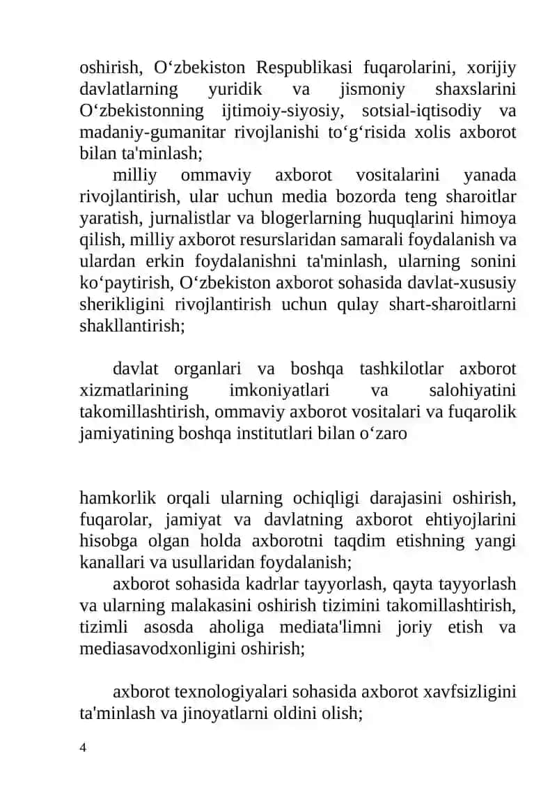 O‘zbekiston Respublikasi yagona axborot siyosati konsepsiyasi 4
