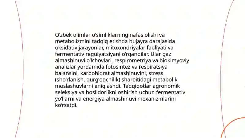 Oʻsimliklar fiziologiyasiga hissa qoʻshgan oʻzbek olimlarining olib borgan ilmiy tadqiqot ishlari 4