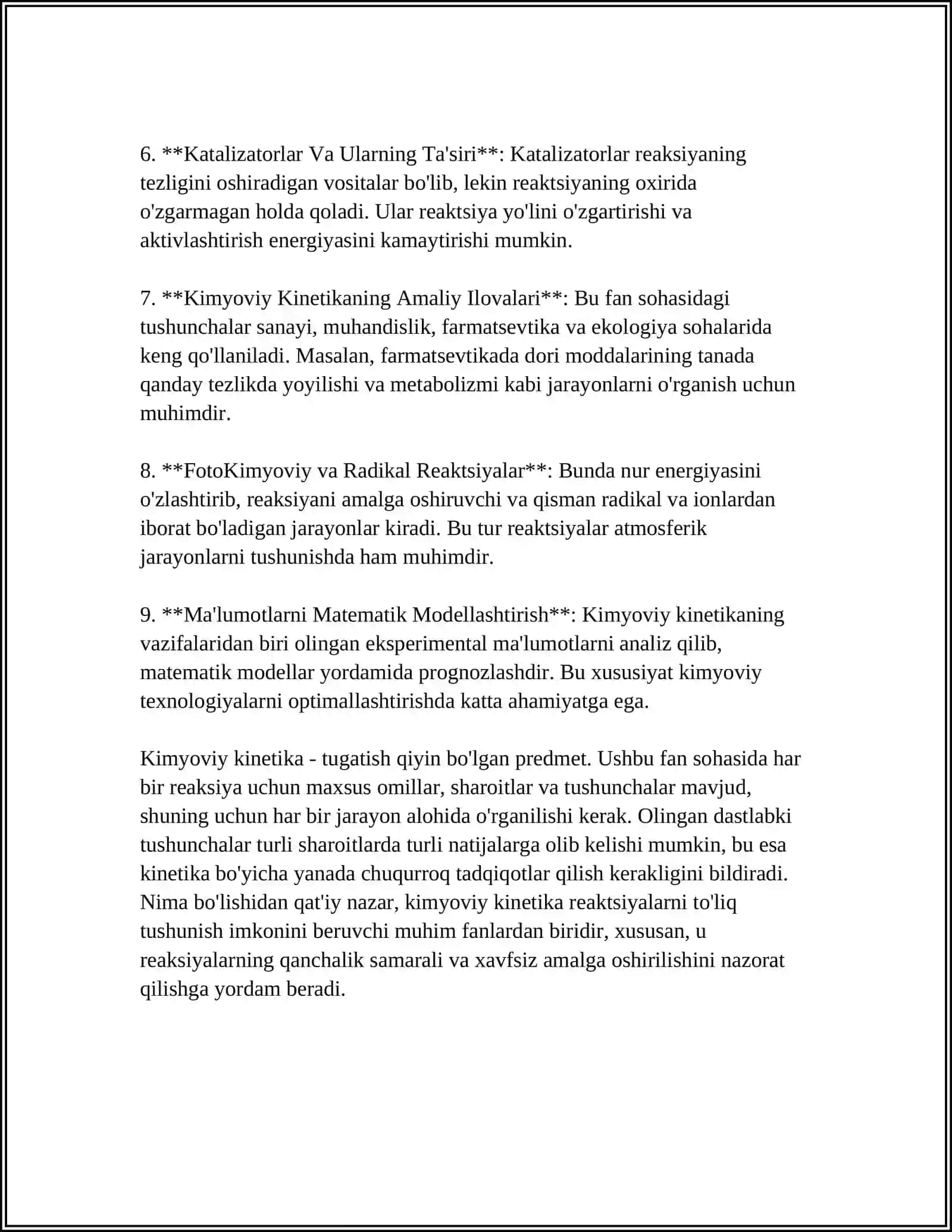 Kimyoviy Kinetika va uning Kimyoviy Reaksiyalardagi Ahamiyati 4