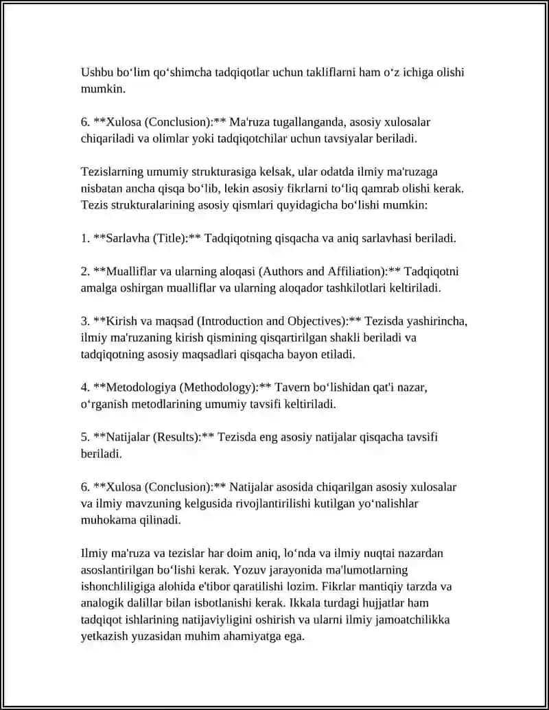 ILMIY MA'RUZA VA TEZISLARNI YOZISH QOIDALARI 4