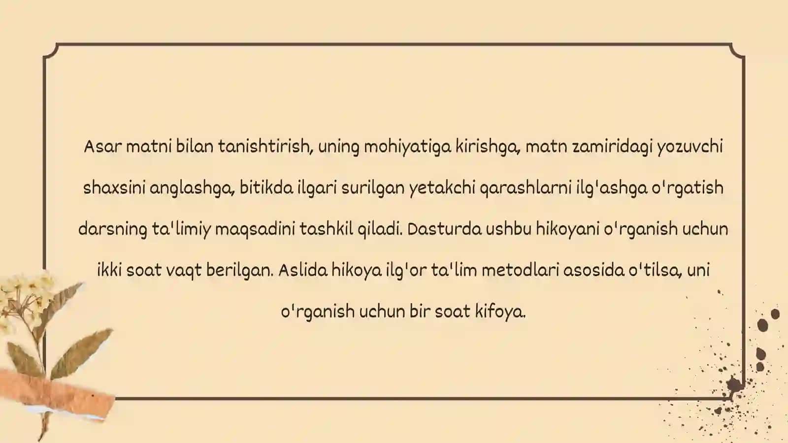 NASRIY ASARLAR BILAN ISHLASH. ABDULLA QAHHOR HIKOYALARI 4