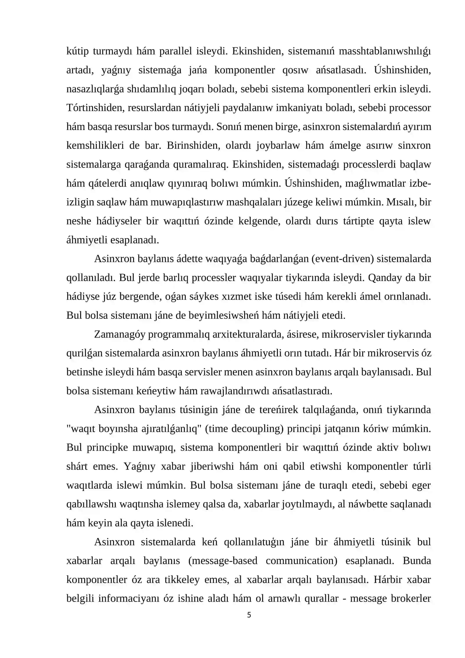 Asinxron baylanısta tuwrıdan-tuwrı programmalıq támiynat arxitekturası 4