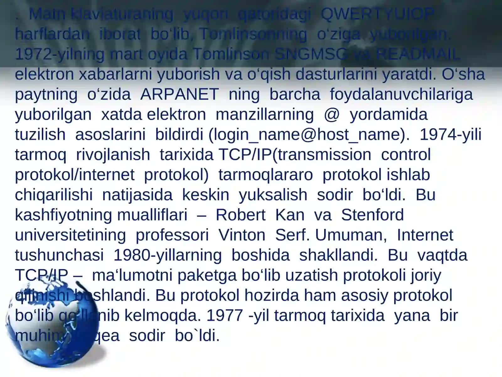 Internet texnologiyalari va uning ta’limdagi o`rni. Internet qidiruv tizimlaridan foydalanish. 4