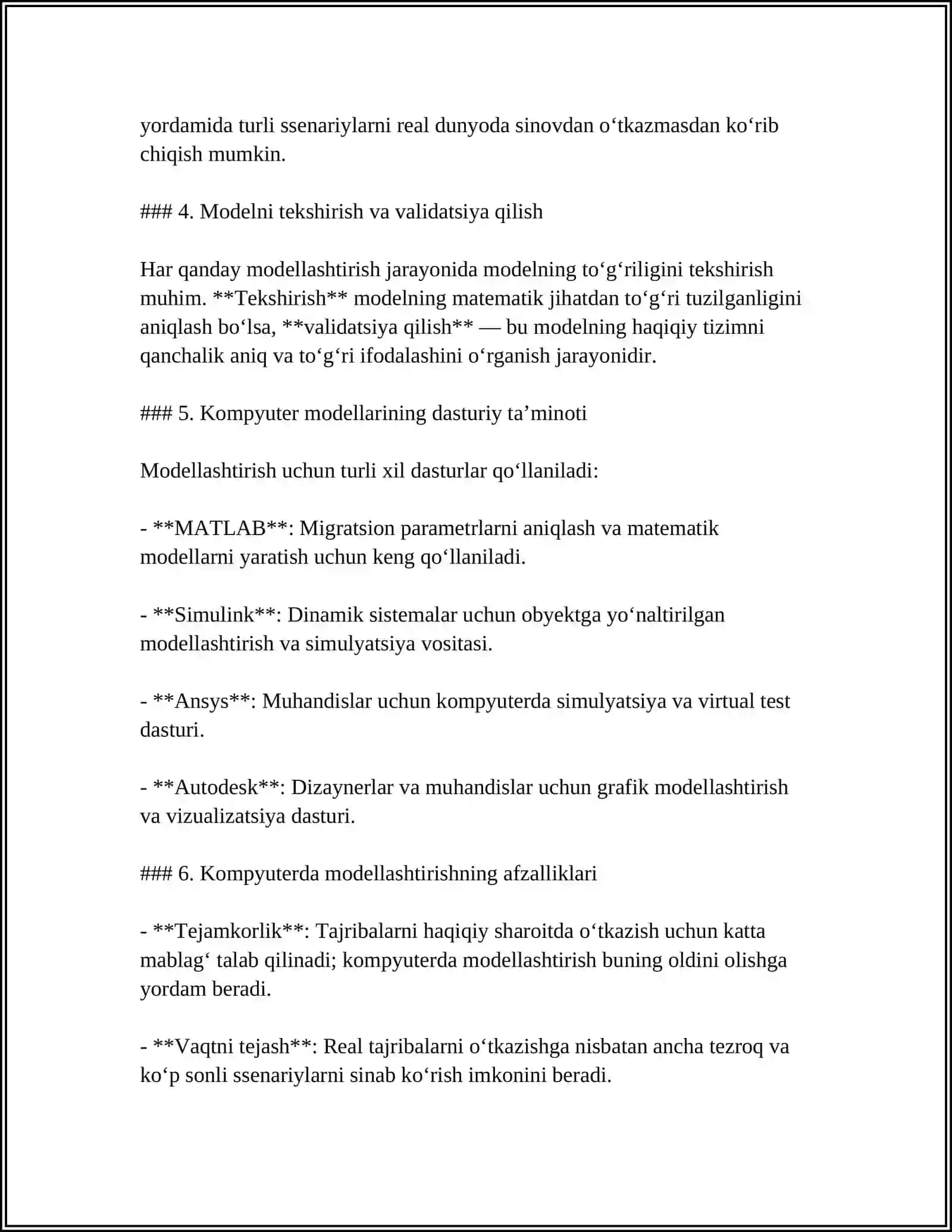 KOMPYUTERDA MODELLASHTIRISH USULI OPERATSION TIZIMLAR 4