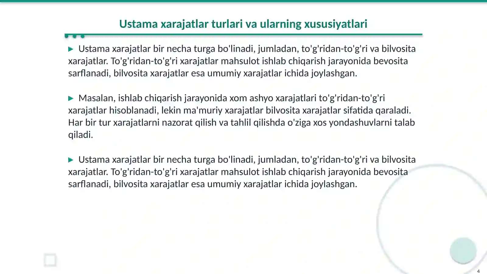 Ustama xarajatlar 4