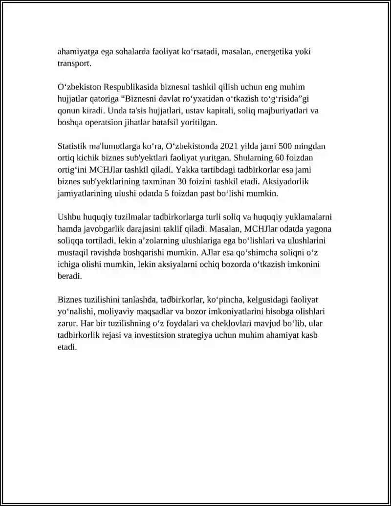 Biznes Tuzilishini Tahlil Qilish 4