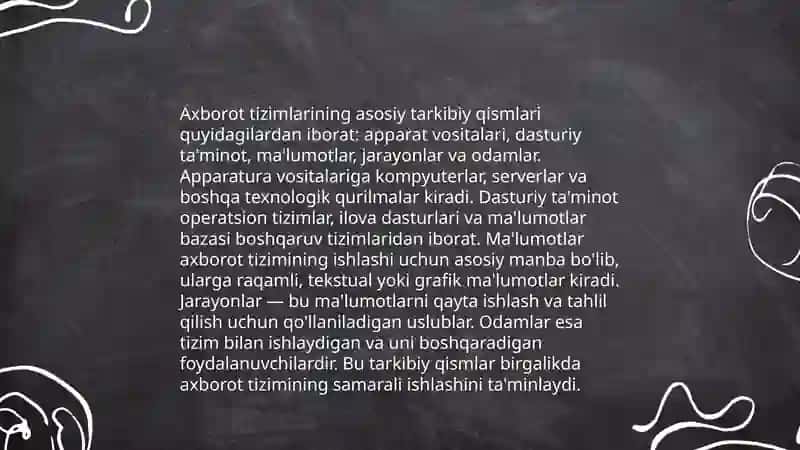 Axborot tizimi tushunchasi va uning tarkibiy tushunchasi 4