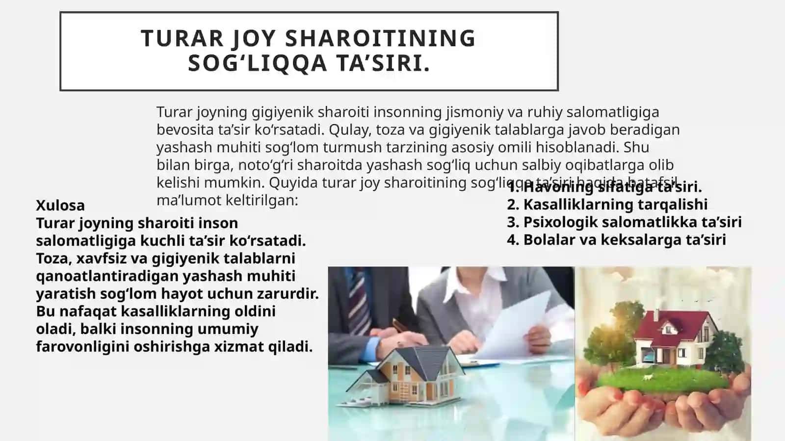 Turar joy gigiyenasi va uning inson hayotidagi o‘rni 4