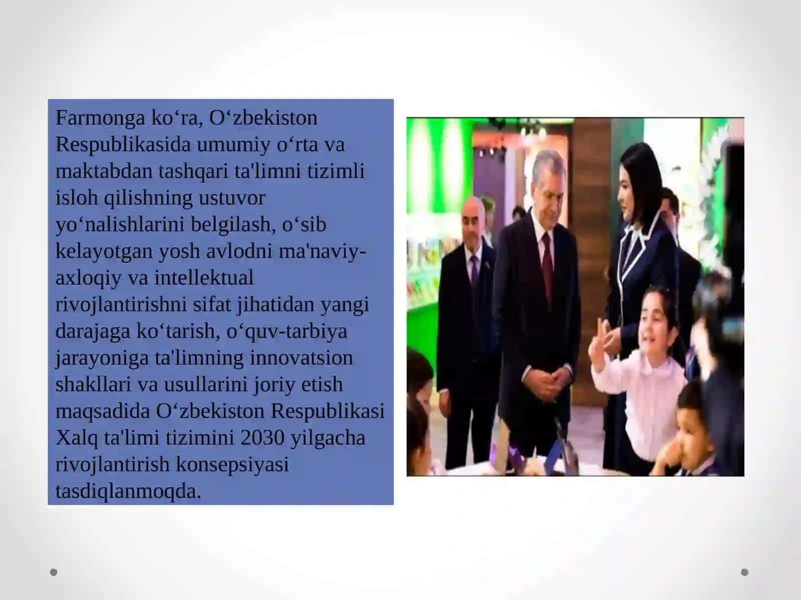 O’zbekiston Respublikasi Xalq ta’limi tizimini 2030 yilgacha rivojlantirish Konsepsiyasida belgilangan vazifalar va kutilayotgan natijalar tahlili 4