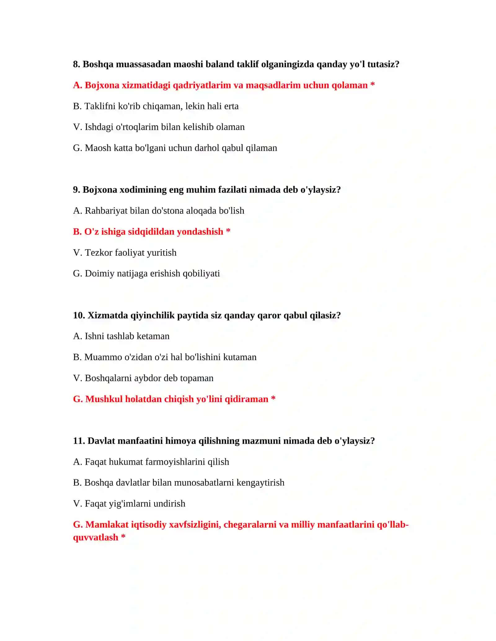 Bojxona ishga kirish savol javob PDF 4